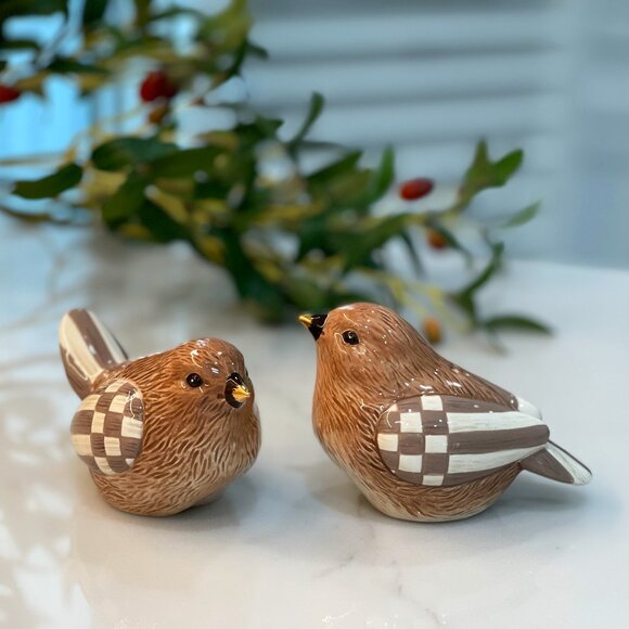 🐦 MacKenzie-Childs Songbird Salt & Pepper Set – Gilded Garden 🪻 - Picture 2 of 16